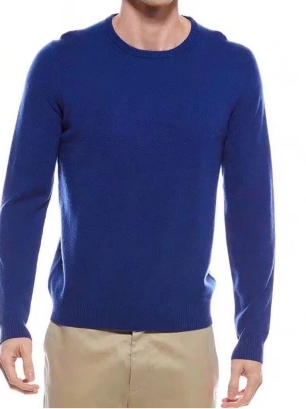 NWT Mette Men’s 100% Cashmere Blue Crewneck Sweater Long Sleeve Size Large